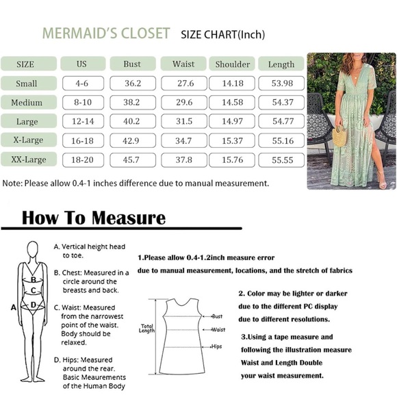 Mermaid’s Closet sage green maxi dress. Size Large - Picture 6 of 6